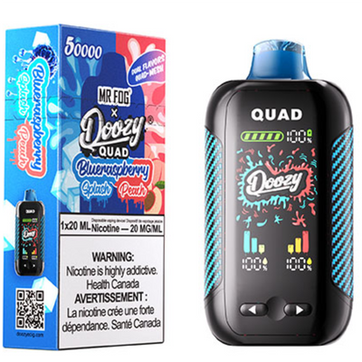 Mr. Fog Doozy Quad — Blue Raspberry Splash + Blue Raspberry Peach