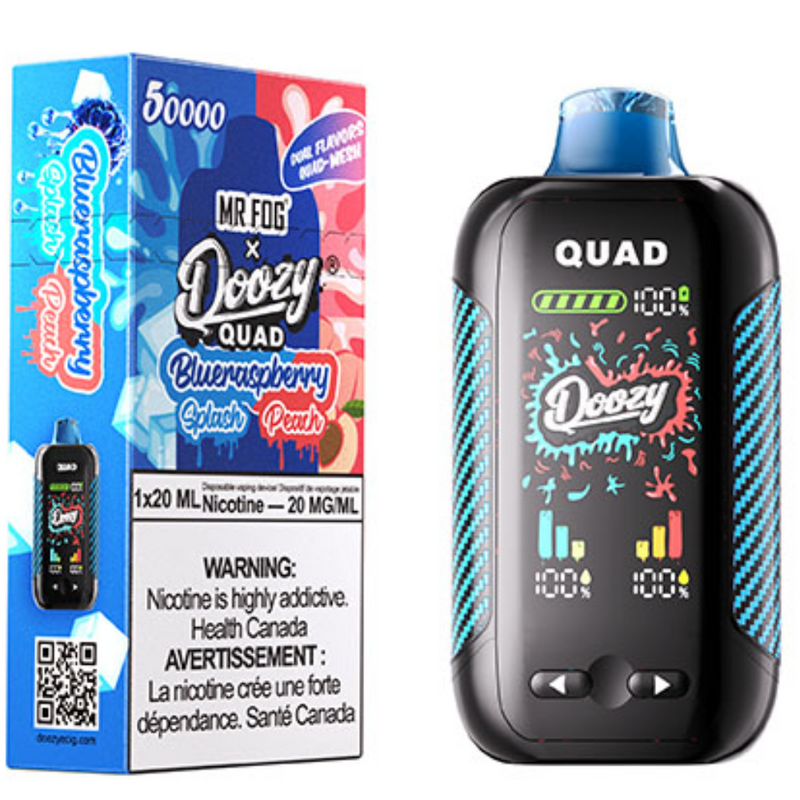 Mr. Fog Doozy Quad — Blue Raspberry Splash + Blue Raspberry Peach